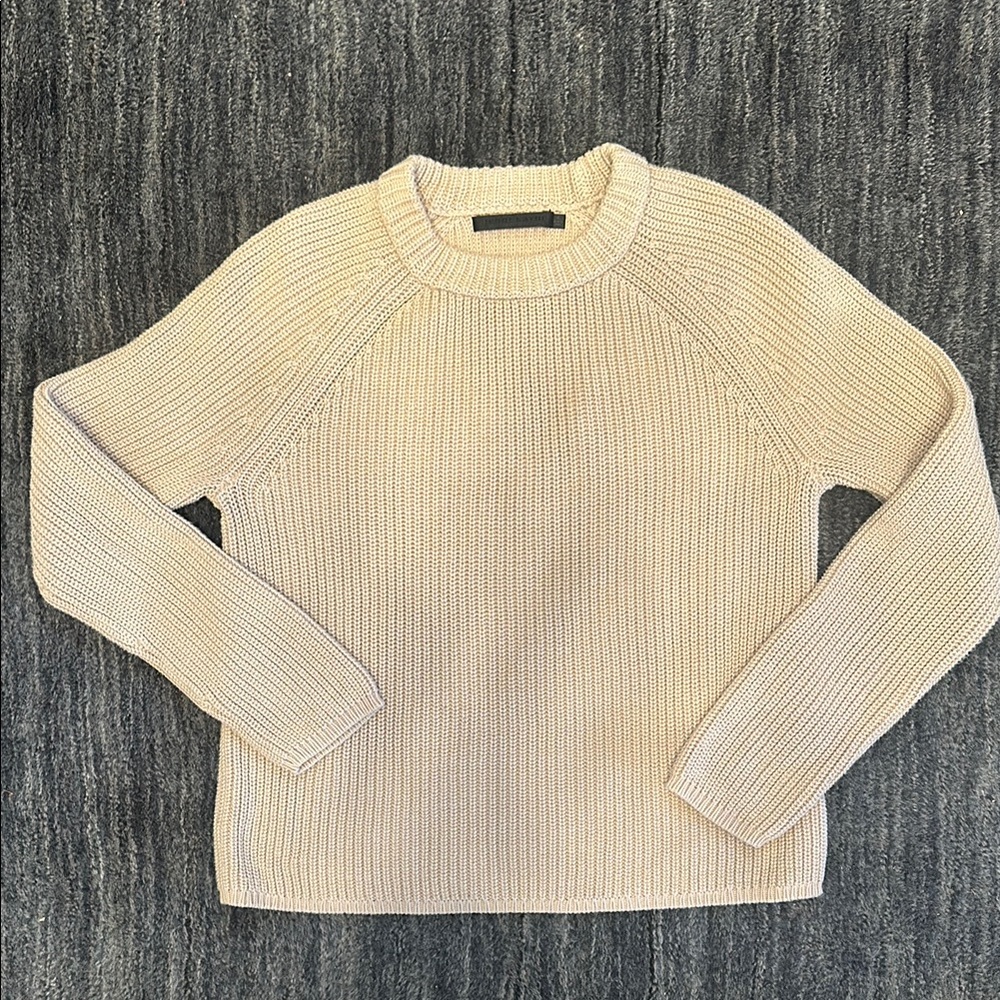 Jenni Kayne Cream Crew Neck Sweater with Chunky Knit Texture
